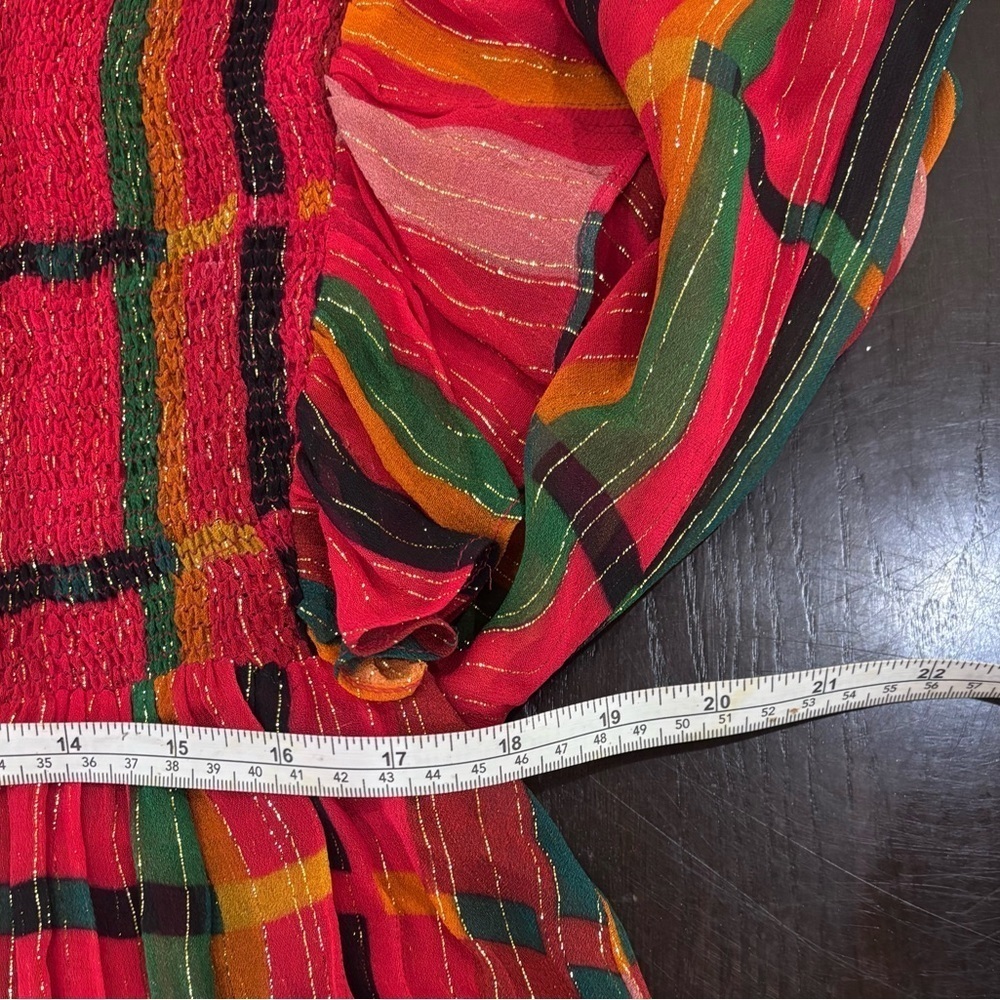 Bl^nk Anthropology Mock Turtleneck Multi-colored Striped Ruffled Blouse Small - Picture 8 of 12